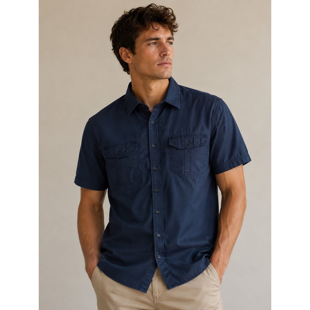 5.11 Tactical Shirt Mens XL Navy Blue Short Sleeve Ripstop Button Down Utility